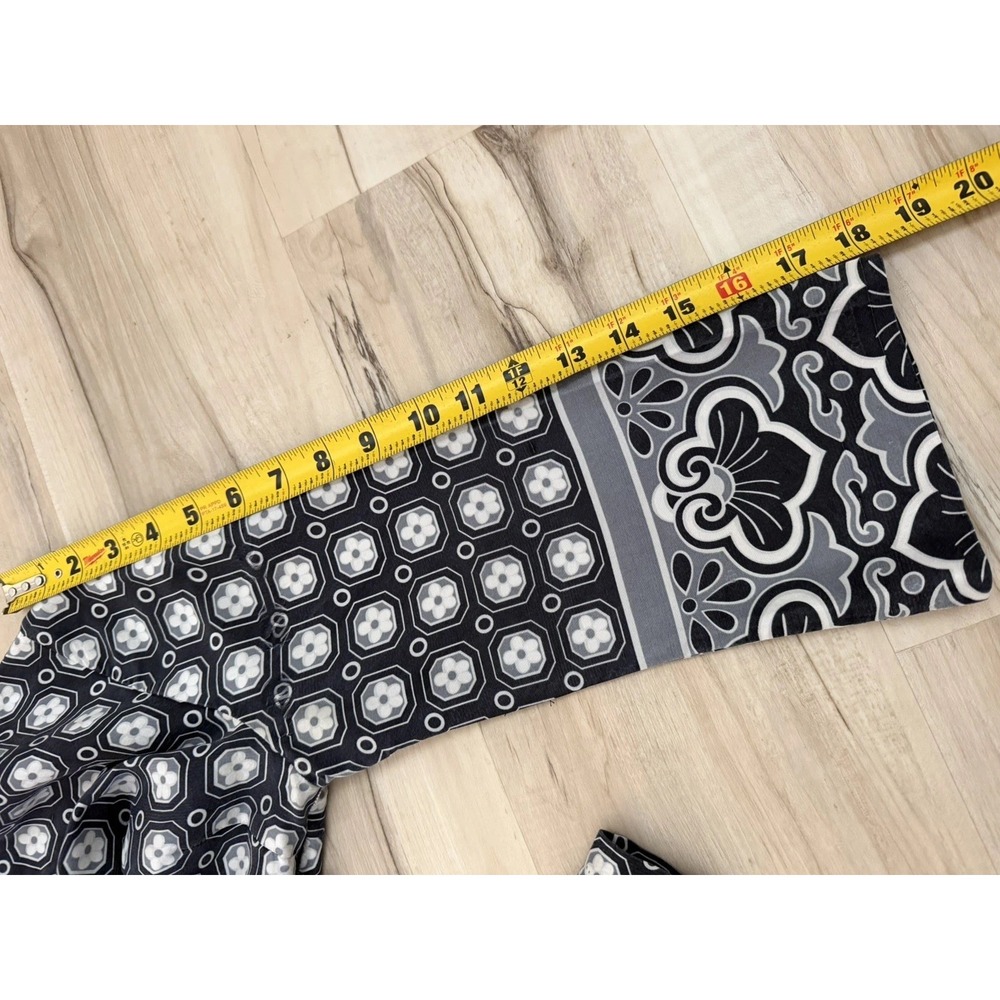 Tory Burch 100% Silk Gray White Geometric Tunic Dress Split Neck Women Shift 4 - Picture 6 of 14